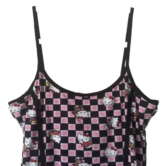 Hello Kitty x NGOrder Checkerboard Bodycon Dress Black Pink Size US 6 - Picture 4 of 9